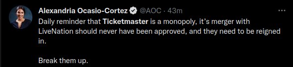 AOC TicketMaster Tweet